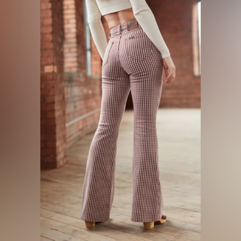Lee Modern Vintage Flares Brown Plaid Size 27